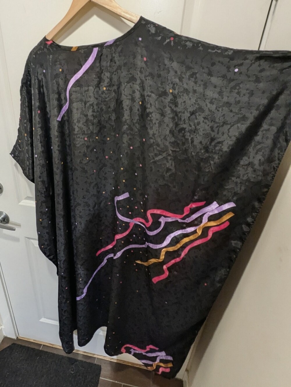 EUC La Chemise 2X/3X Vintage 80s Silky Black Kaftan Dress - Picture 6 of 6